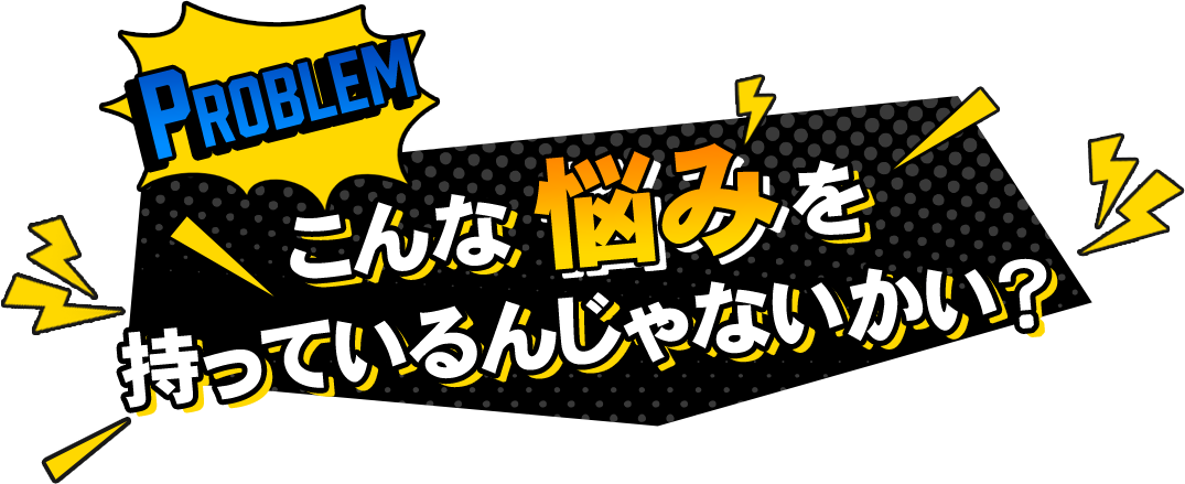 PROBLEM こんなお悩みを持っているんじゃないかい？